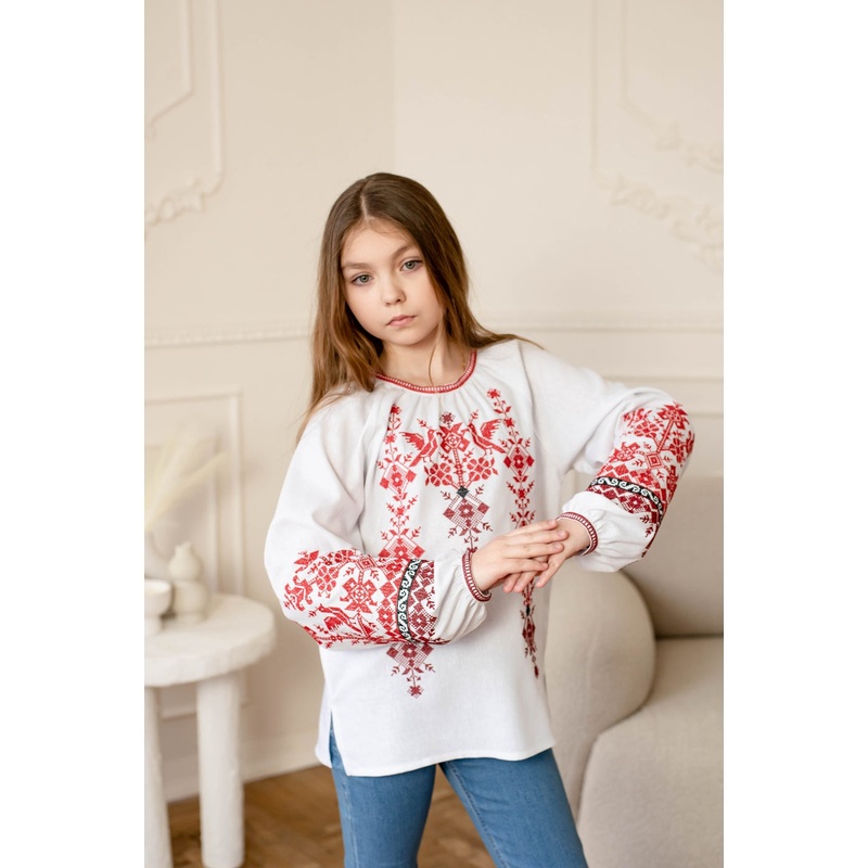 Stylish Embroidered Shirt for Girls with Fairy Birds Design