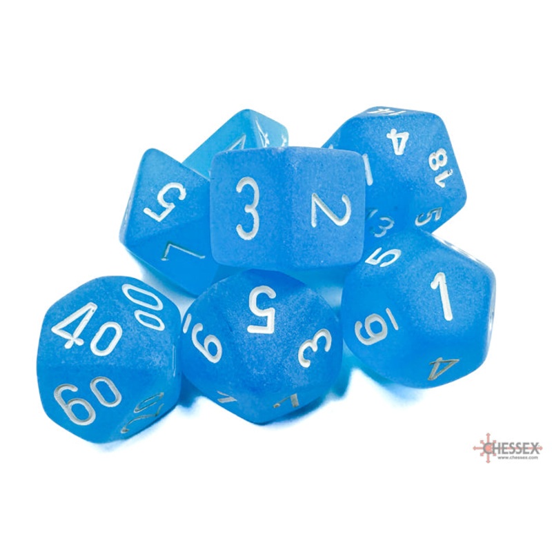 Chessex 27416 Frosted Caribbean Blue w/wht Classic Pol