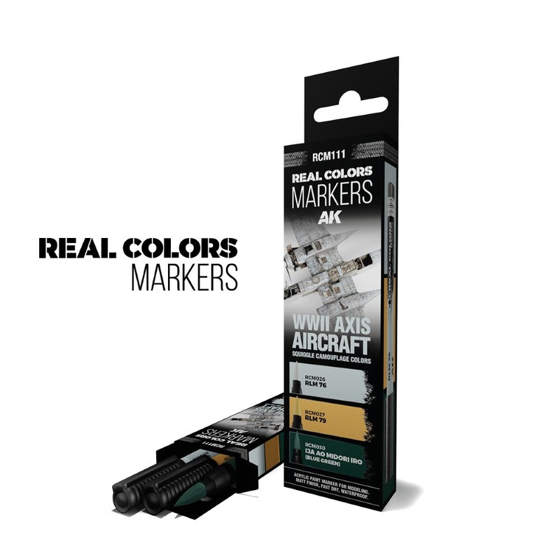 AK Interactive RCM111 RC Markers Wwii Axis Aircraft Squiggle Camouflage Colors Set 3 RC Markers