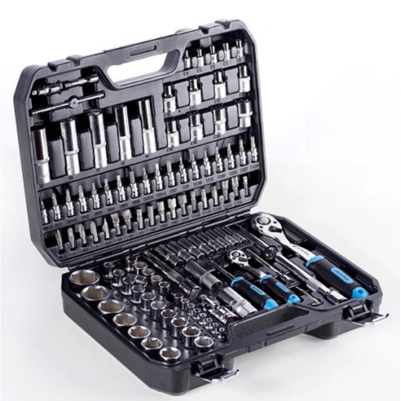 Apro 110-Piece CrV 1/4 and 1/2-Inch Socket Tool Set with Ratchet