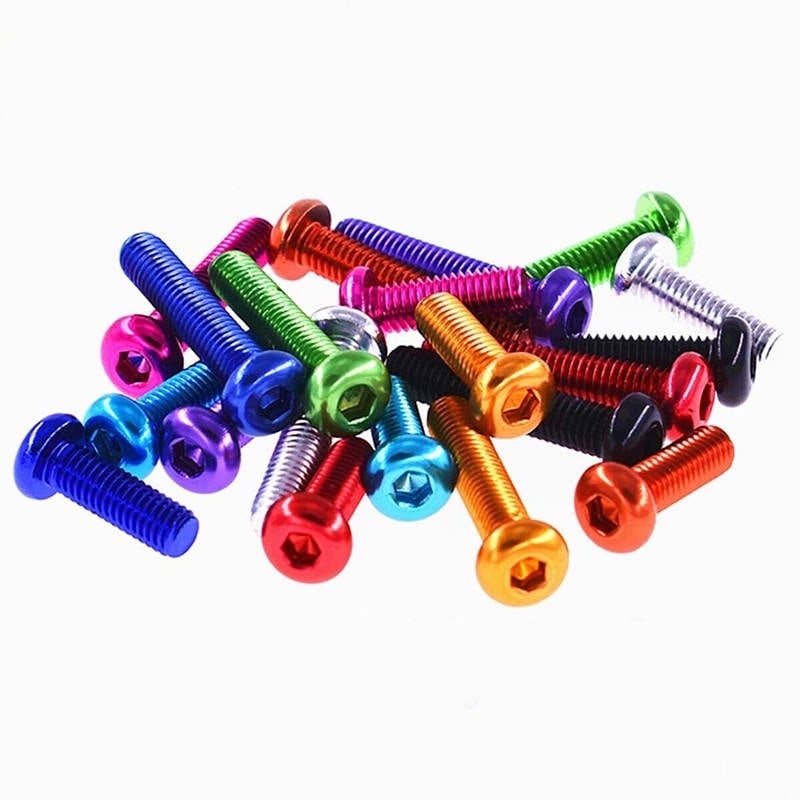 10pc M3x8 7075 Aluminium Button Head Bolts Hex Socket, Full Thread Black
