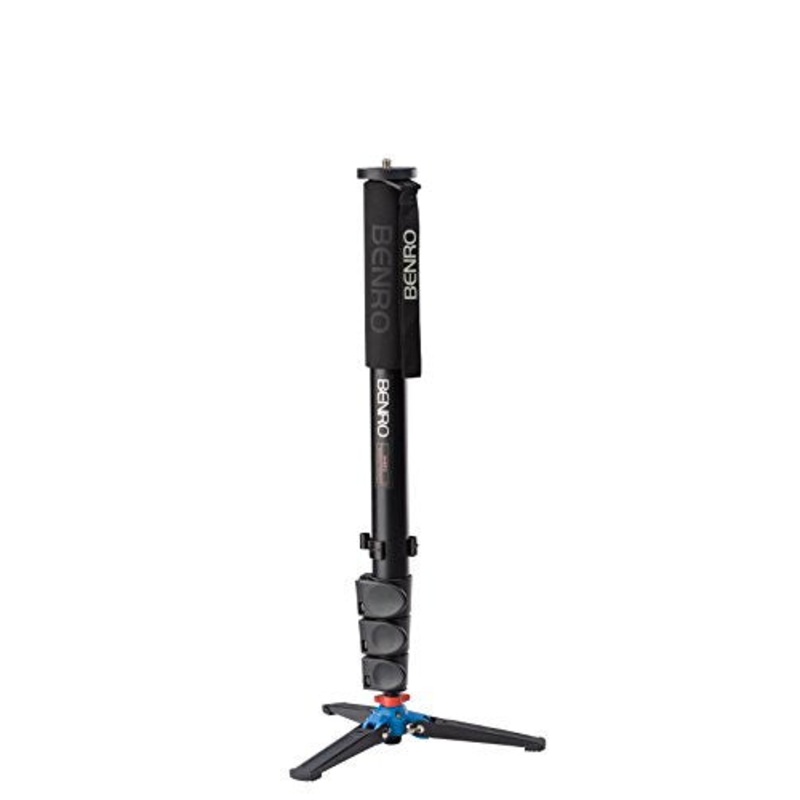 Benro A48FD Monopod with 3-Leg Locking Base, 4 Leg Sections, Flip Lock Leg Release (Black)