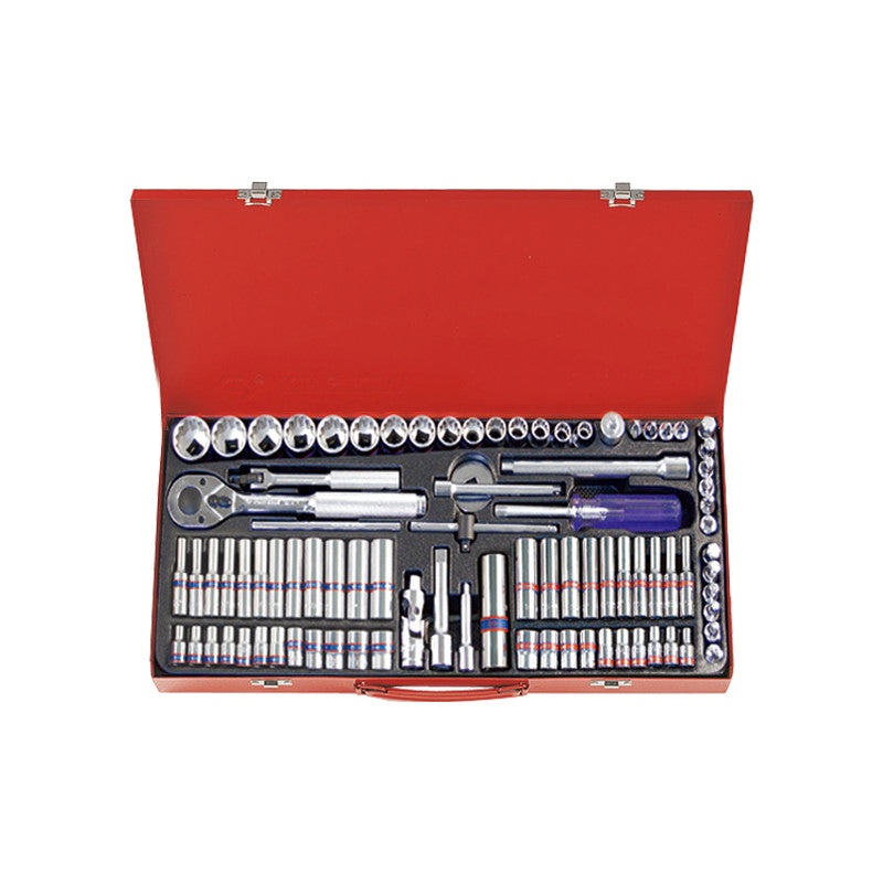 91-Piece 1/4" - 3/8" 12-Point Tool Set in Metal Case