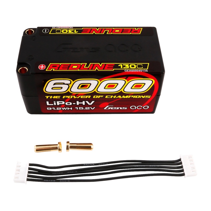 Gens Ace 6000mAh 4S2P 130C 15.2V HardCase HV Redline Series Lipo Battery