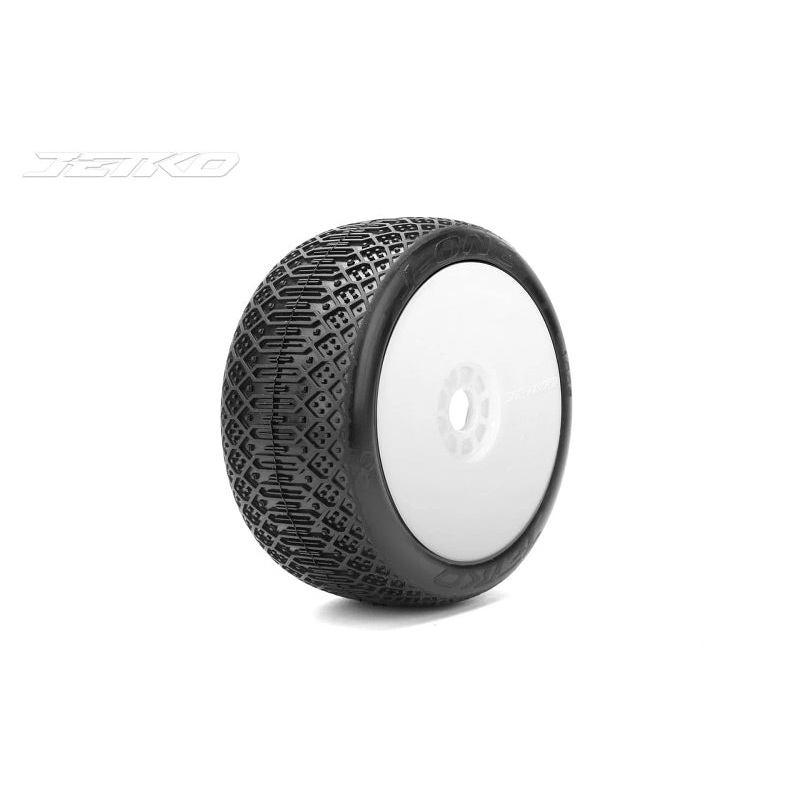 Jetko JKO1009DWUSGB J-ONE:1/8 Buggy/Dish/White Rim/Ultra Soft/Glued/Belted (2pcs)