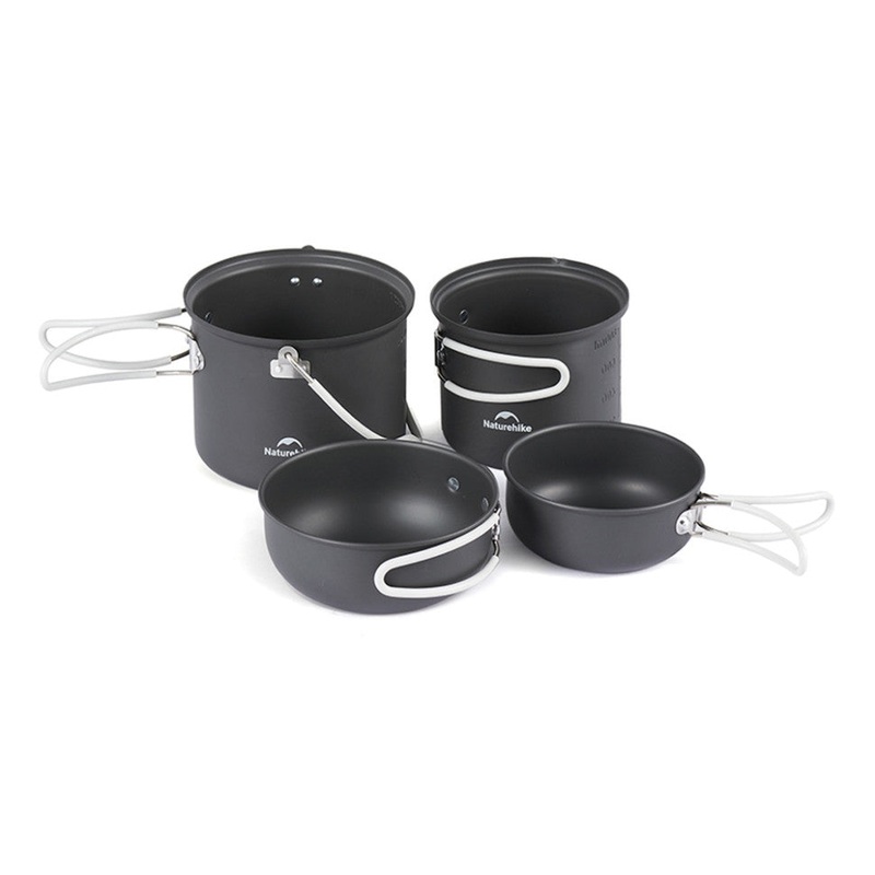 Naturehike NH18T018-G Aluminum Cookware Set with 2 Pots and Lids