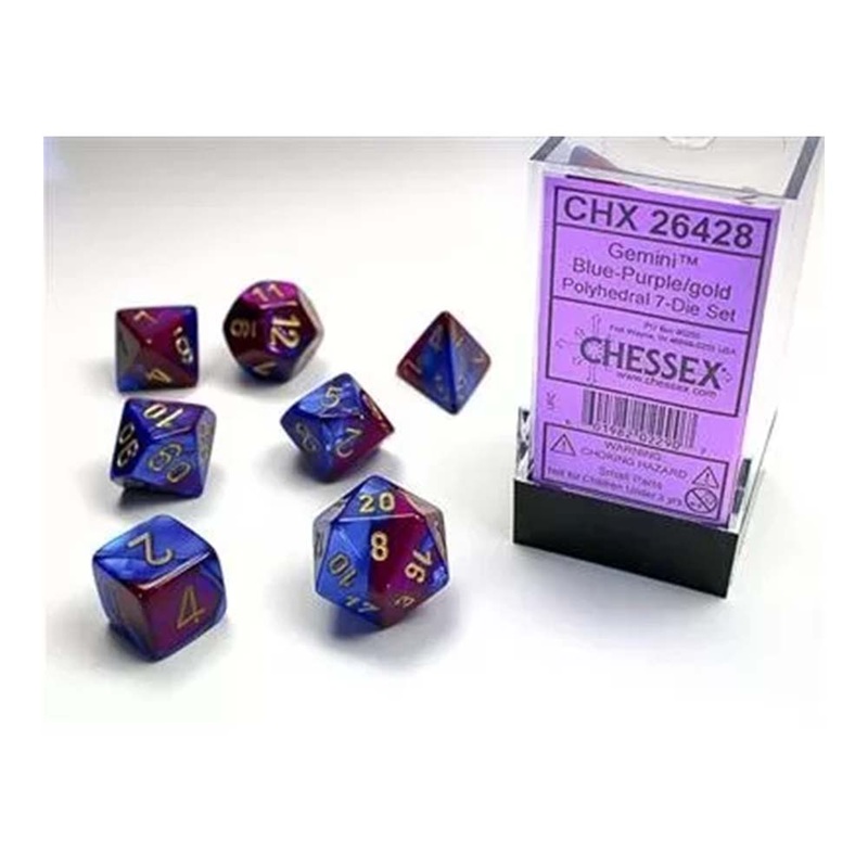 Chessex 26428 Gemini Blue-Purple/Gold 7-Die Set
