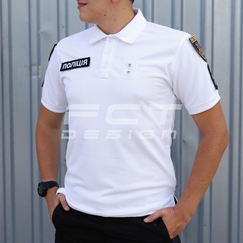 CoolPass Moisture-Wicking White Polo Shirt for Police