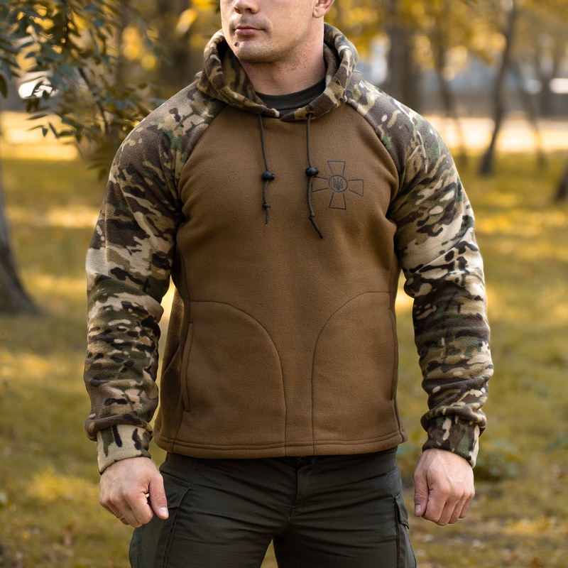 Coyote Fleece Hoodie with ZSU Cross Design