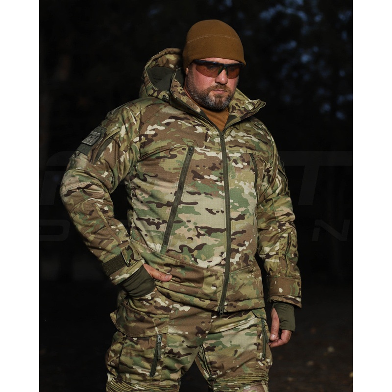 Multicam Ripstop Fleece-Lined Winter Jacket for Men