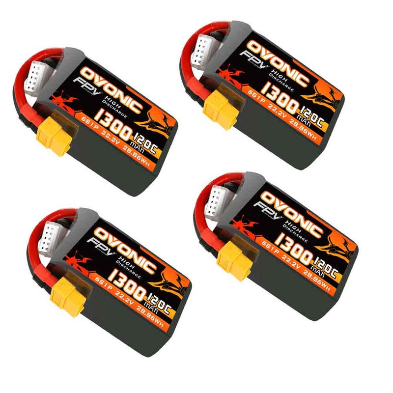 4Ovonic 120C 6S 1300mAh 22.2V LiPo Battery Pack for FPV Racing - XT60 Plug