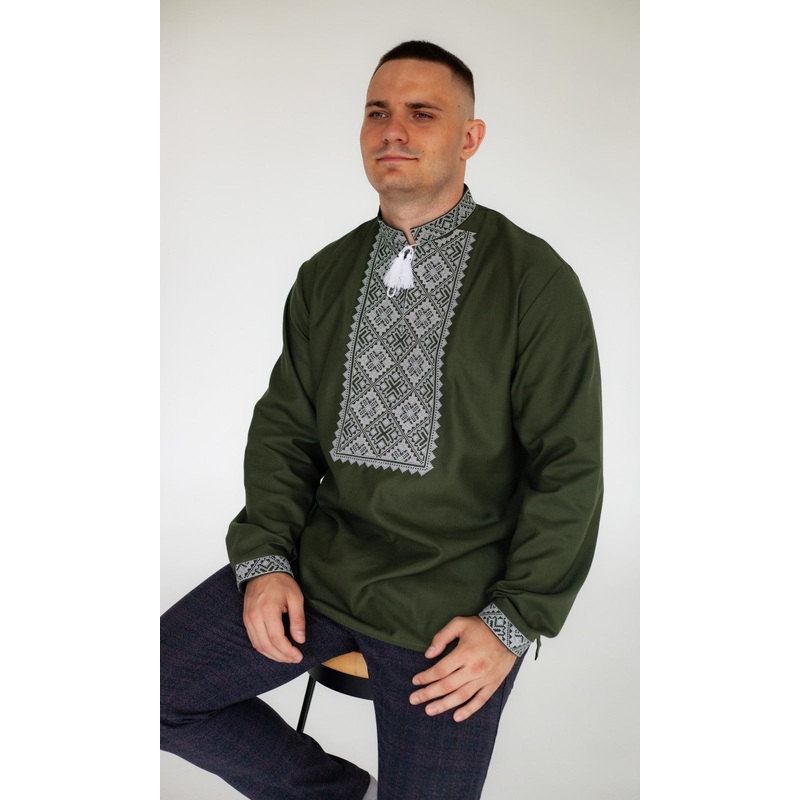 Embroidered Khaki Shirt