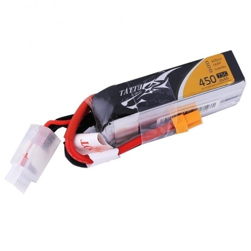 TATTU 450mAh 14.8V 75C 4S1P Lipo Battery Pack-Long Size for H Frame