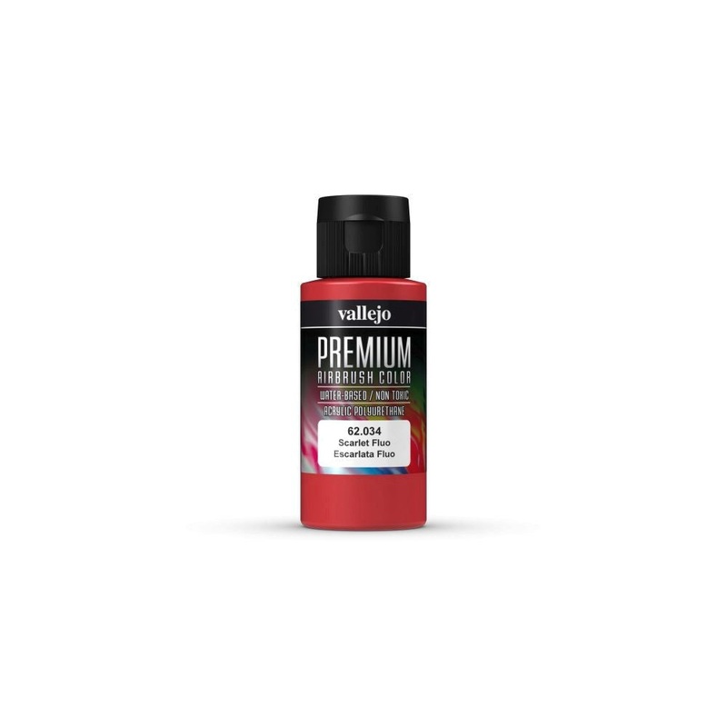 Vallejo AV62034 Premium Colour Fluorescent Scarlet 60 ml