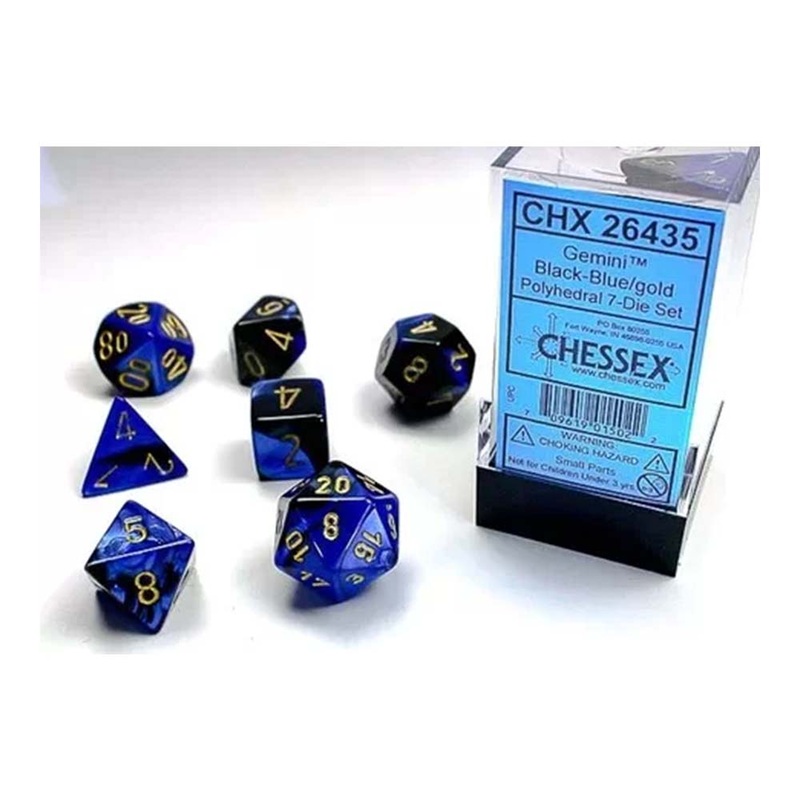 Chessex 26435 Gemini Black-Blue/Gold 7-Die Set
