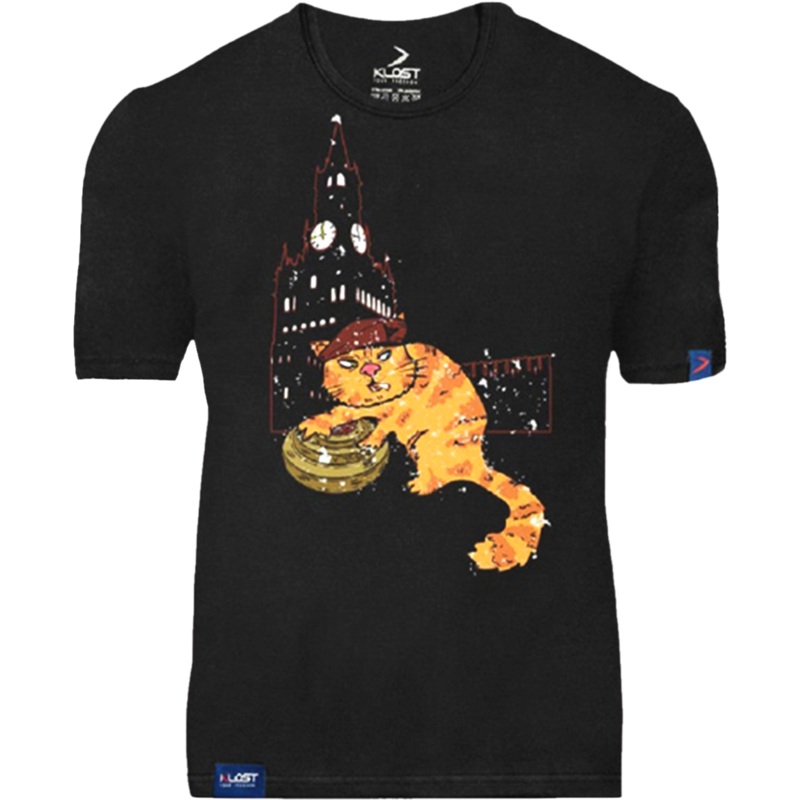 KLOST "Cat Saboteur" T-Shirt in Black, Size 4XL