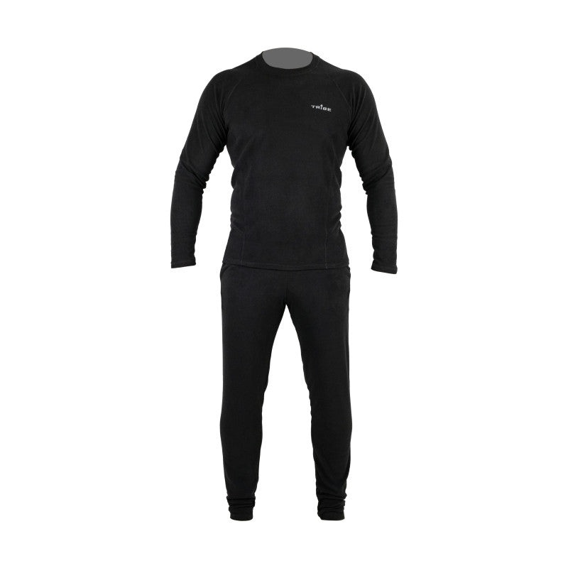 Men's Tribe Microfleece Thermal Base Layer Set (Shirt + Pants) - Black
